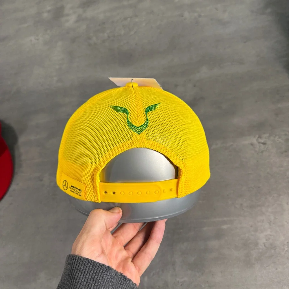 Lewis Hamilton Mercedes Petronas‎ Trucker Snapback Hat Yellow Silverstone F1 Cap